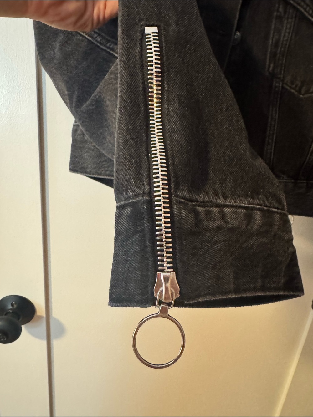 7 For All Mankind Black Washed Denim Trucker Jacket - Picture 2 of 4